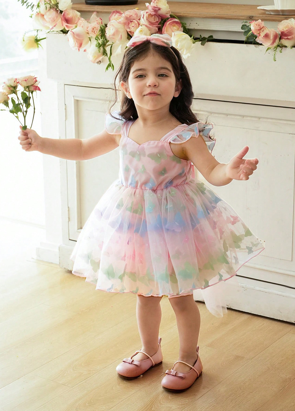 Рожева комплект (сукня, пов'язка для волосся) SHEIN (366747652)