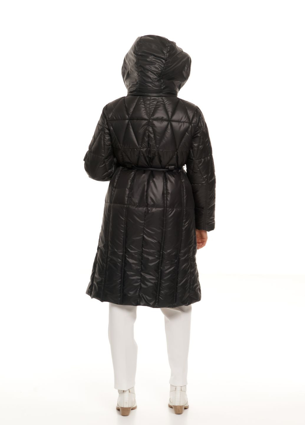 Черная зимняя женский удлиненный пуховик с капюшоном натуральный водоотталкивающий пух зима осень 985 черный Actors
