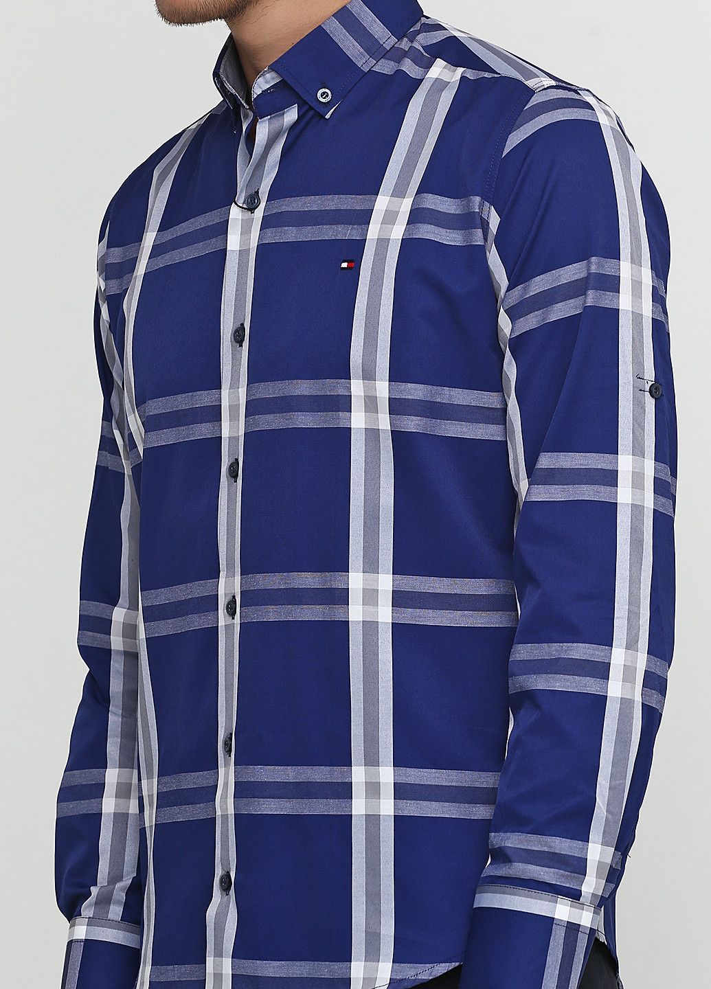 Синяя кэжуал рубашка в клетку Tommy Hilfiger с длинным рукавом
