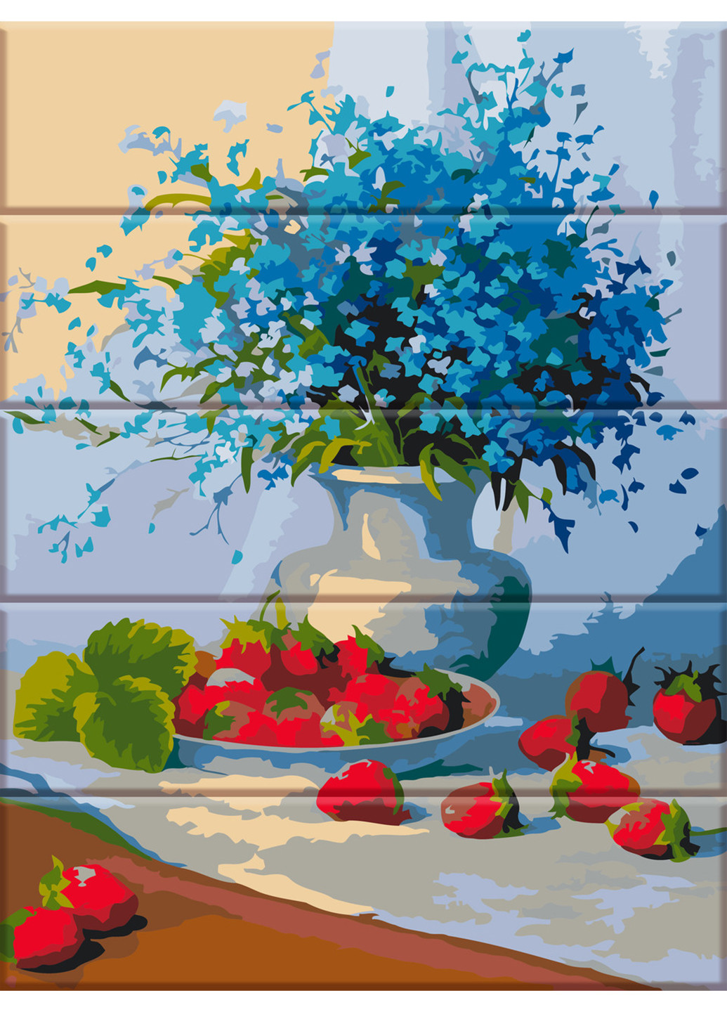 Картина за номерами на дереві "Квіти і суниця" 30х40 см ArtStory (252128843)