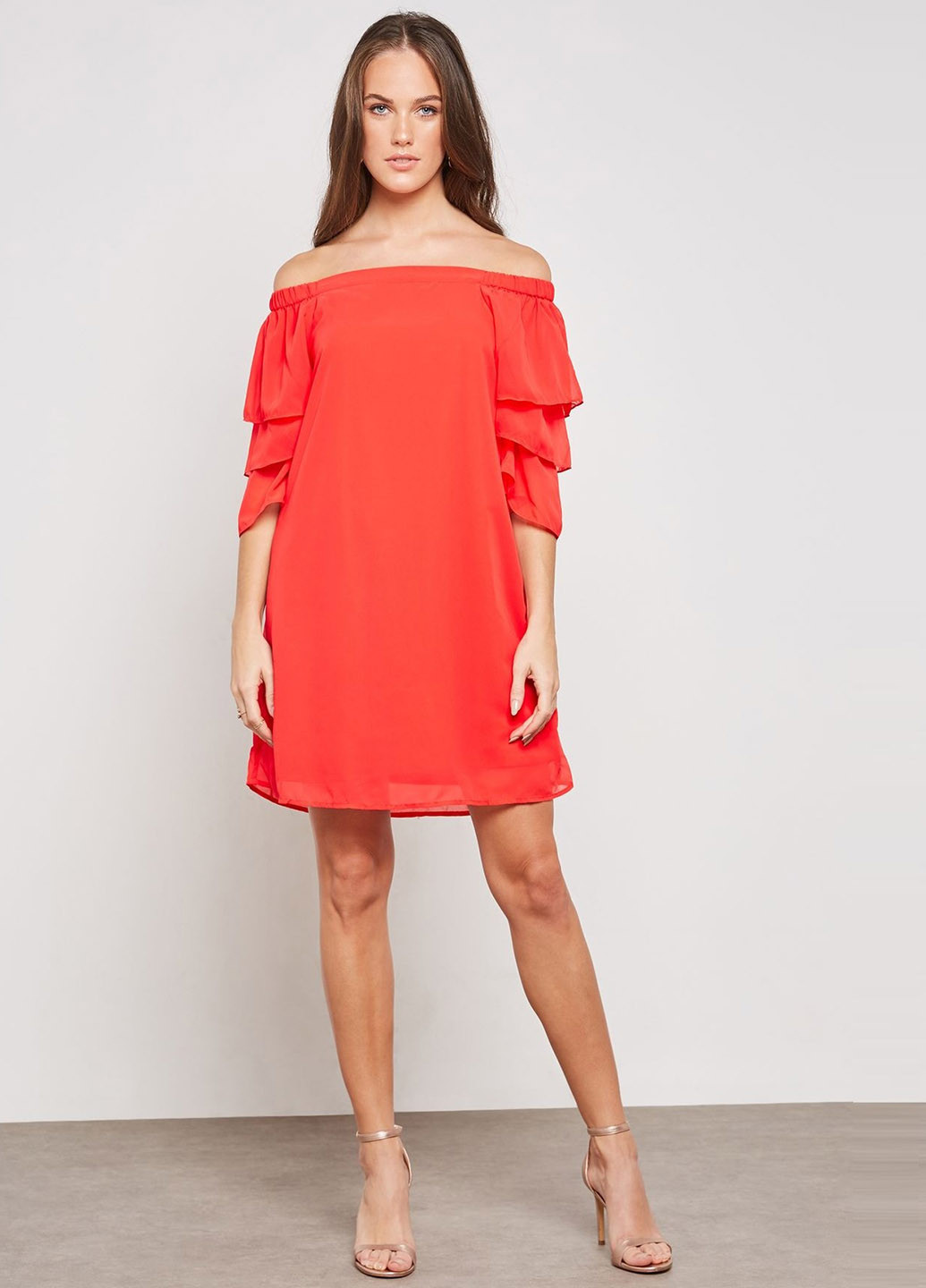 Червона коктейльна сукня з відкритими плечима Vero Moda однотонна