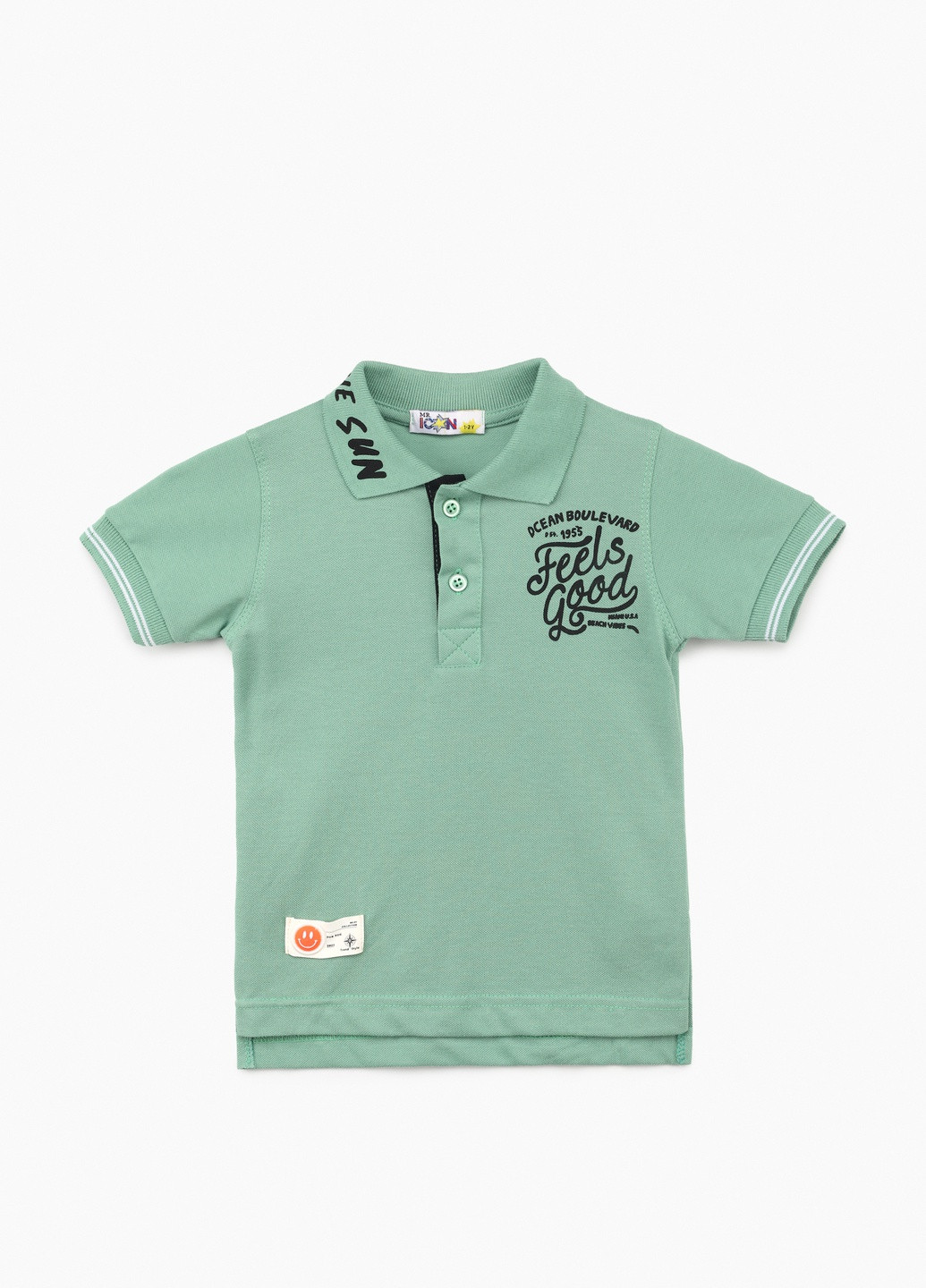 Оливковая (хаки) детская футболка-поло для мальчика Popito однотонная
