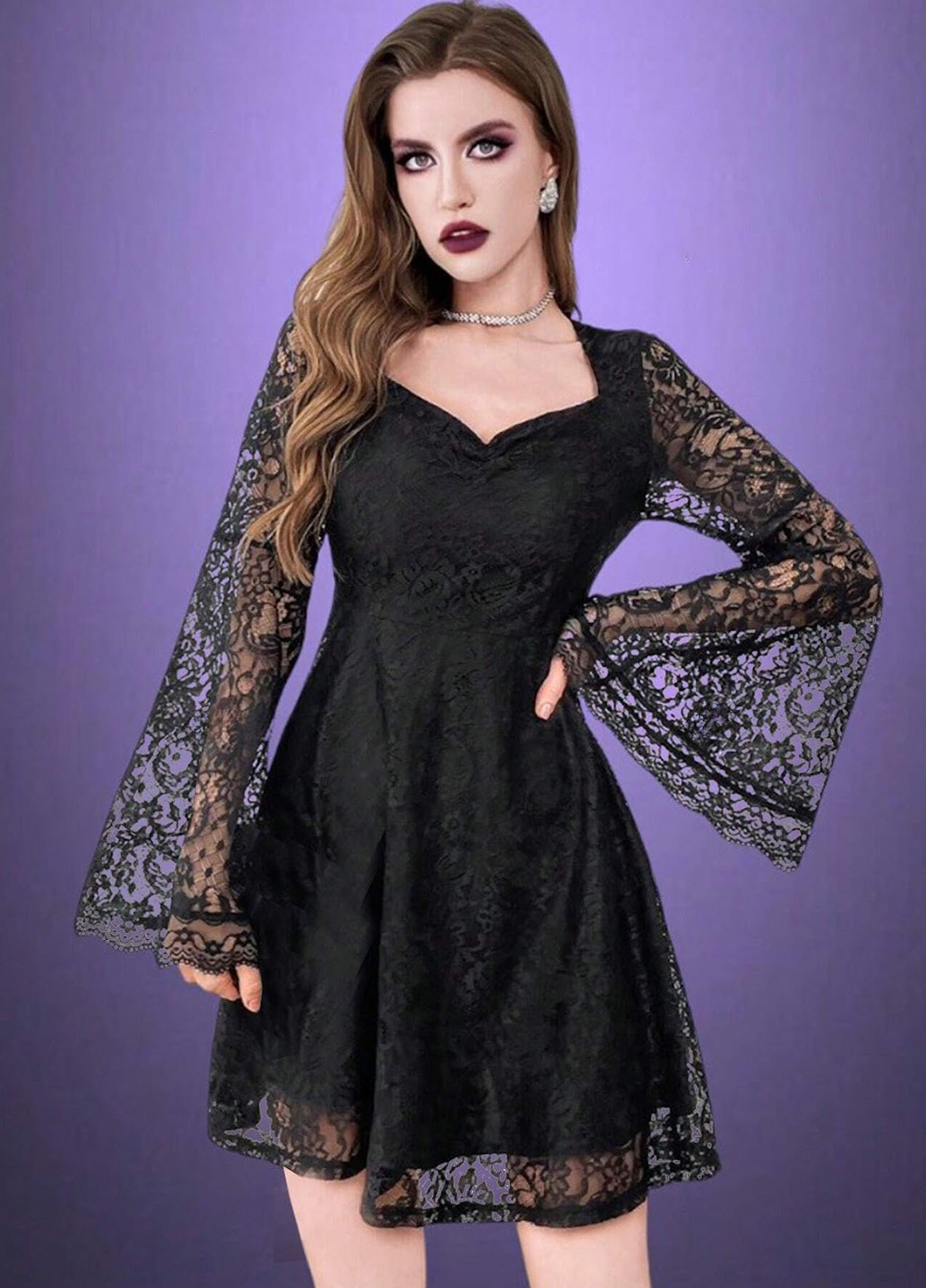 Чорна кежуал, вечірня сукня кльош SHEIN з квітковим принтом