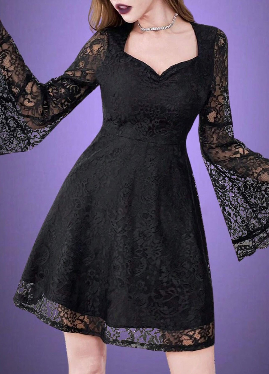 Чорна кежуал, вечірня сукня кльош SHEIN з квітковим принтом