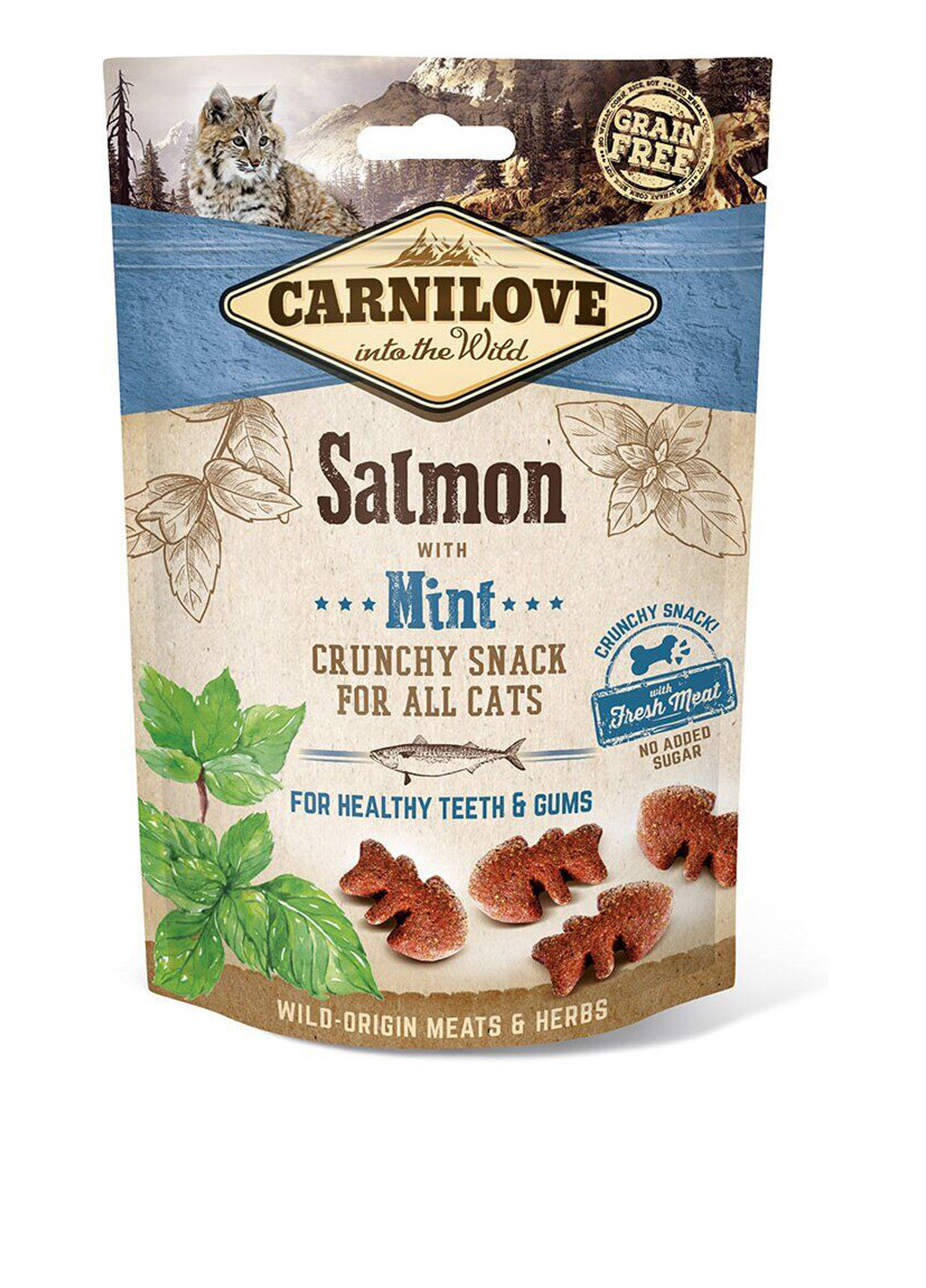 Лакомство для кошек Salmon with Mint, 50 г ) Carnilove (199391637)
