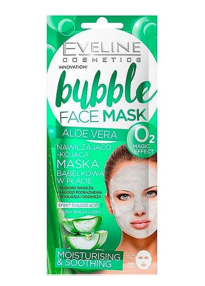 Пузырьковая увлажняюще-успокаивающая маска для лица Aloe Vera Bubble Face Mask Eveline Cosmetics (250116492)
