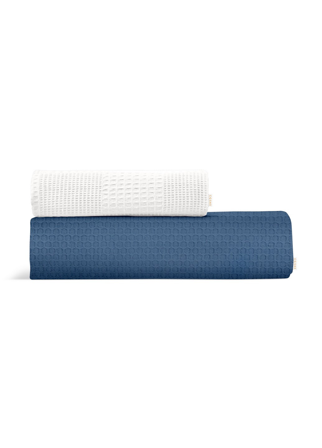 Набір рушників CUBE WHITE/WAFFLE BLUE (75х95 см – 1 шт та 75х130 см – 1 шт) Cosas однотонний синій