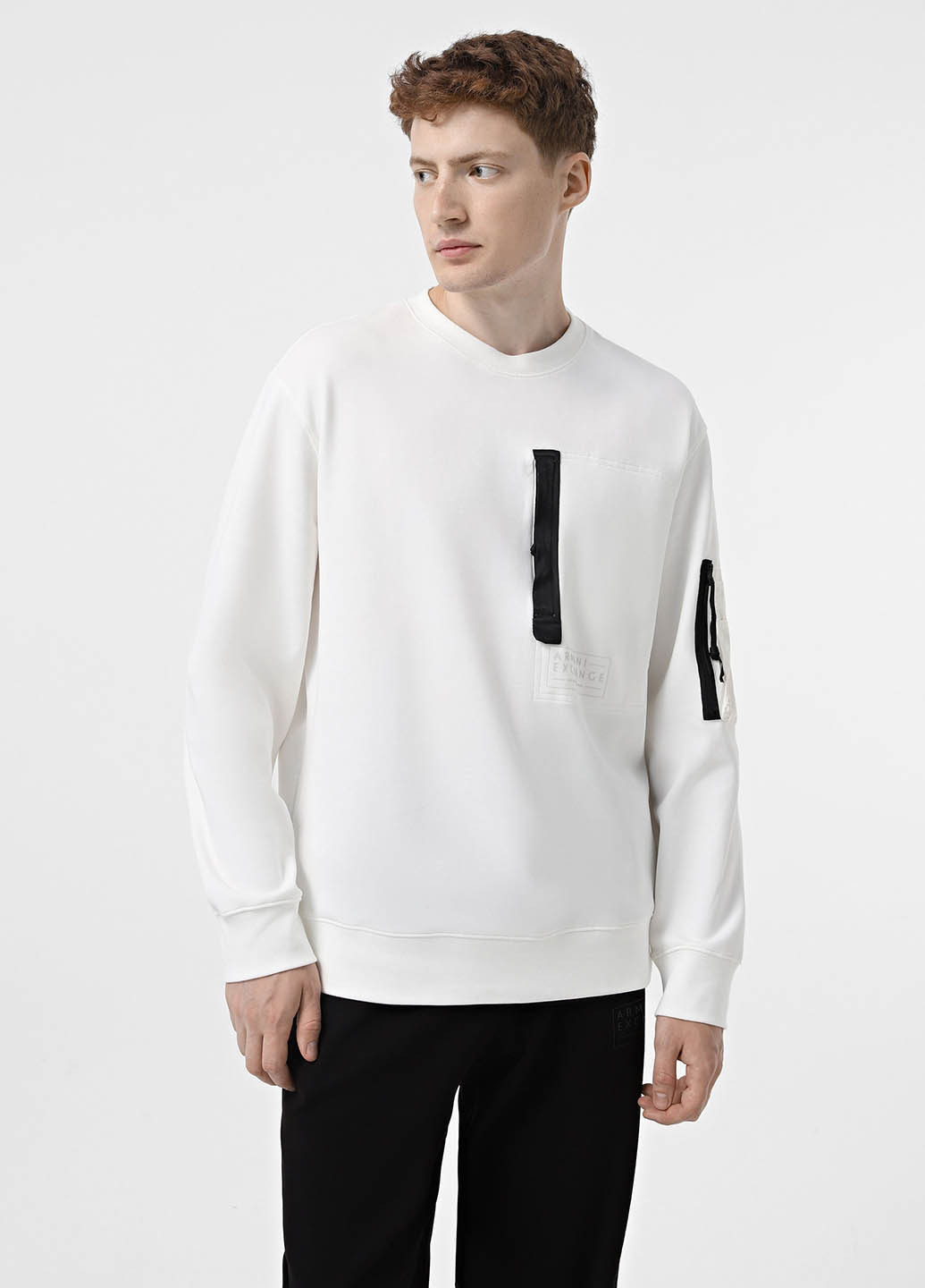 Білий світшот Armani Exchange напис без декору (365688619)