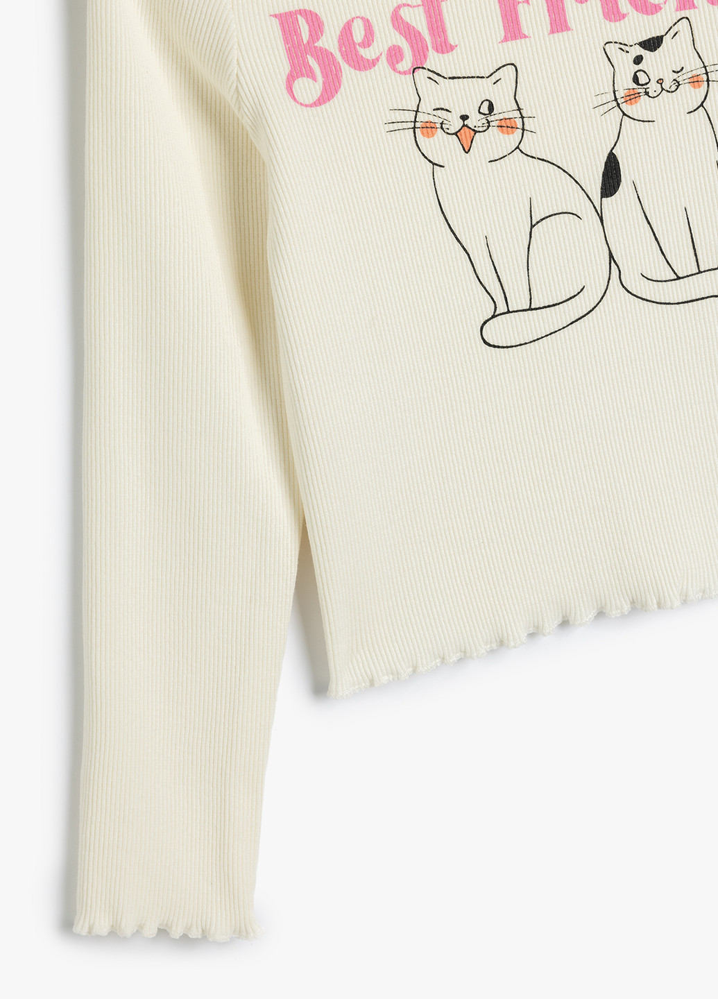Молочный демисезонный кэжуал лонгслив KOTON с кошками