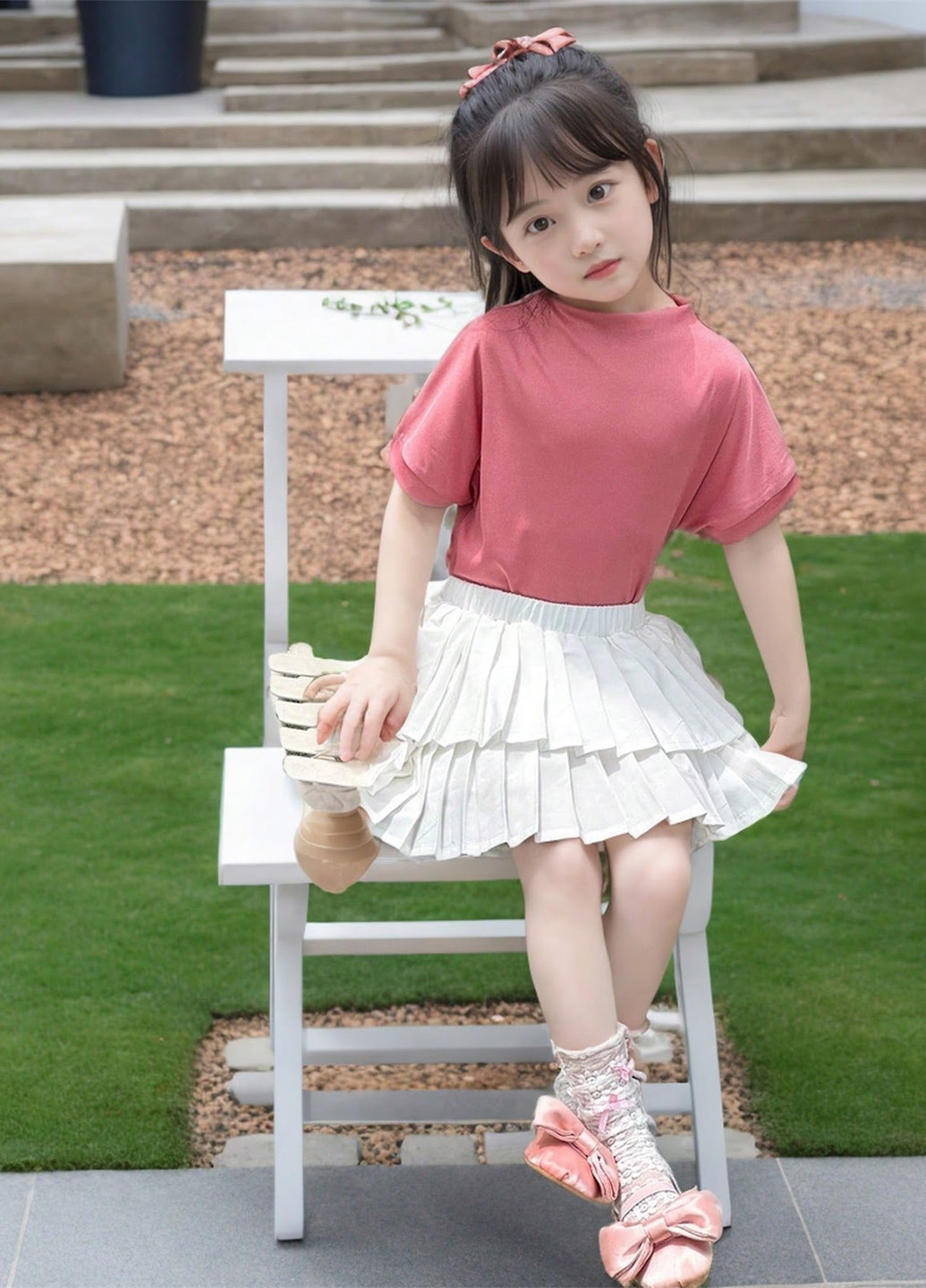 Комбінований літній костюм (футболка, спідниця) SHEIN