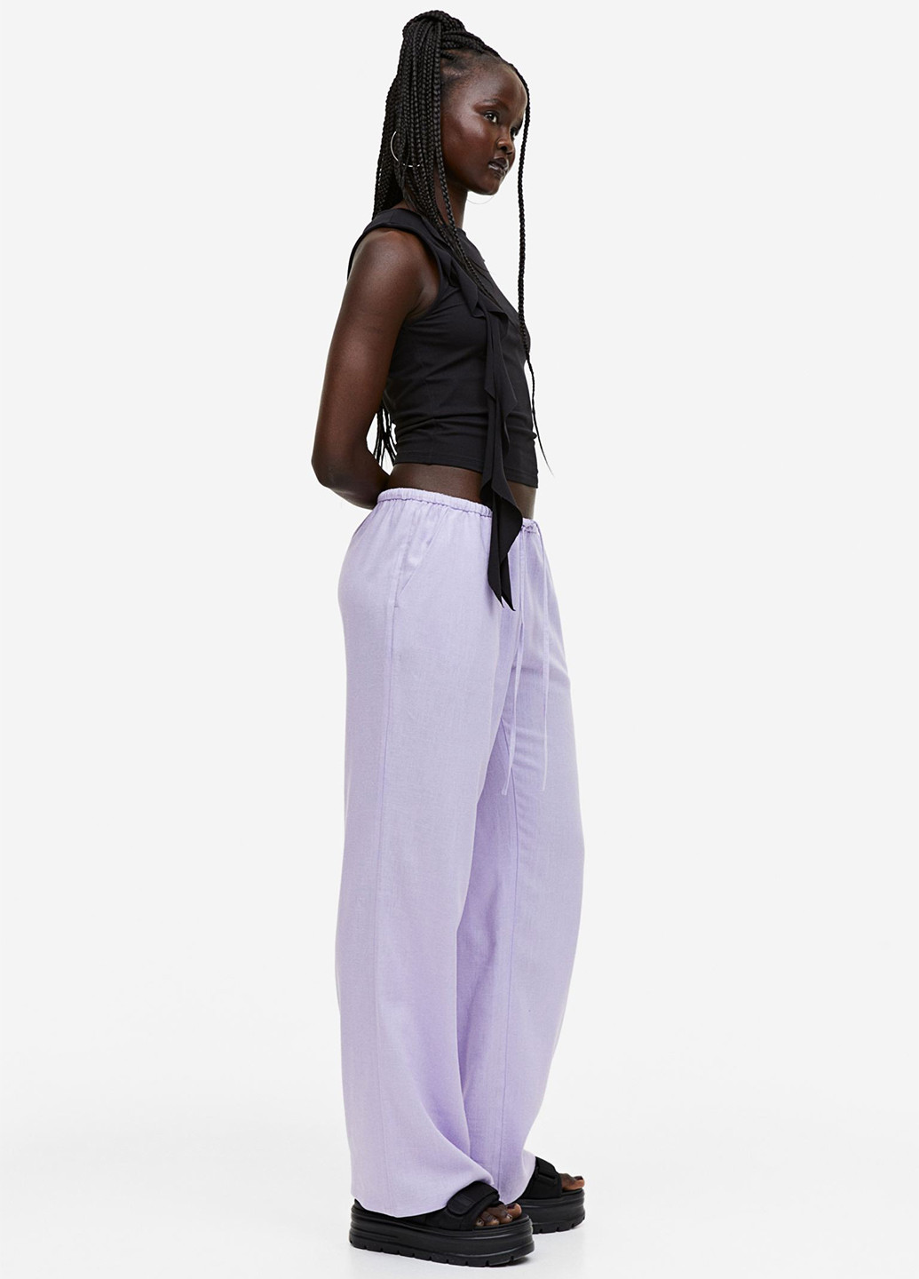 Сиреневые кэжуал летние прямые брюки H&M