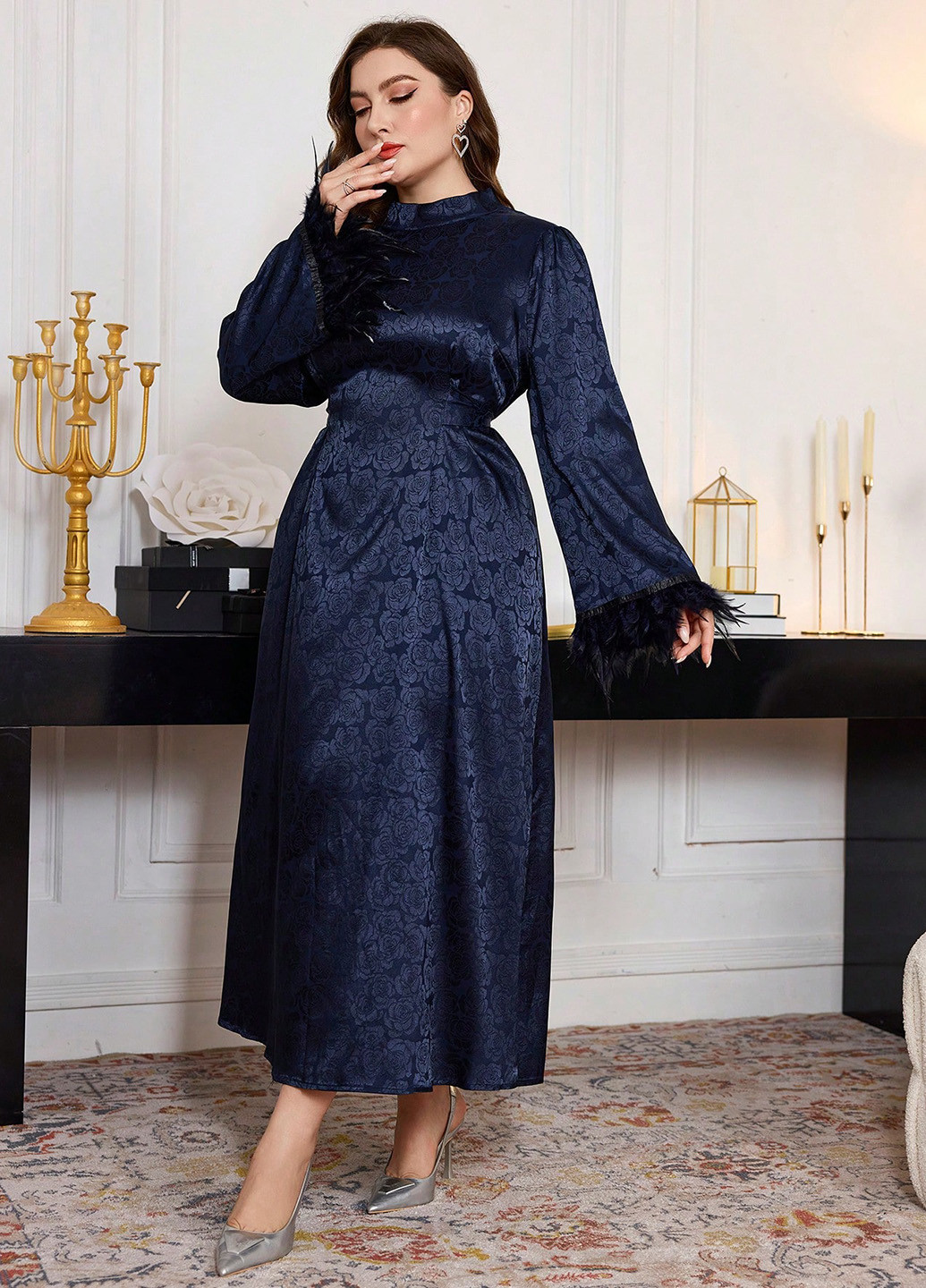 Темно-синя кежуал сукня SHEIN однотонна