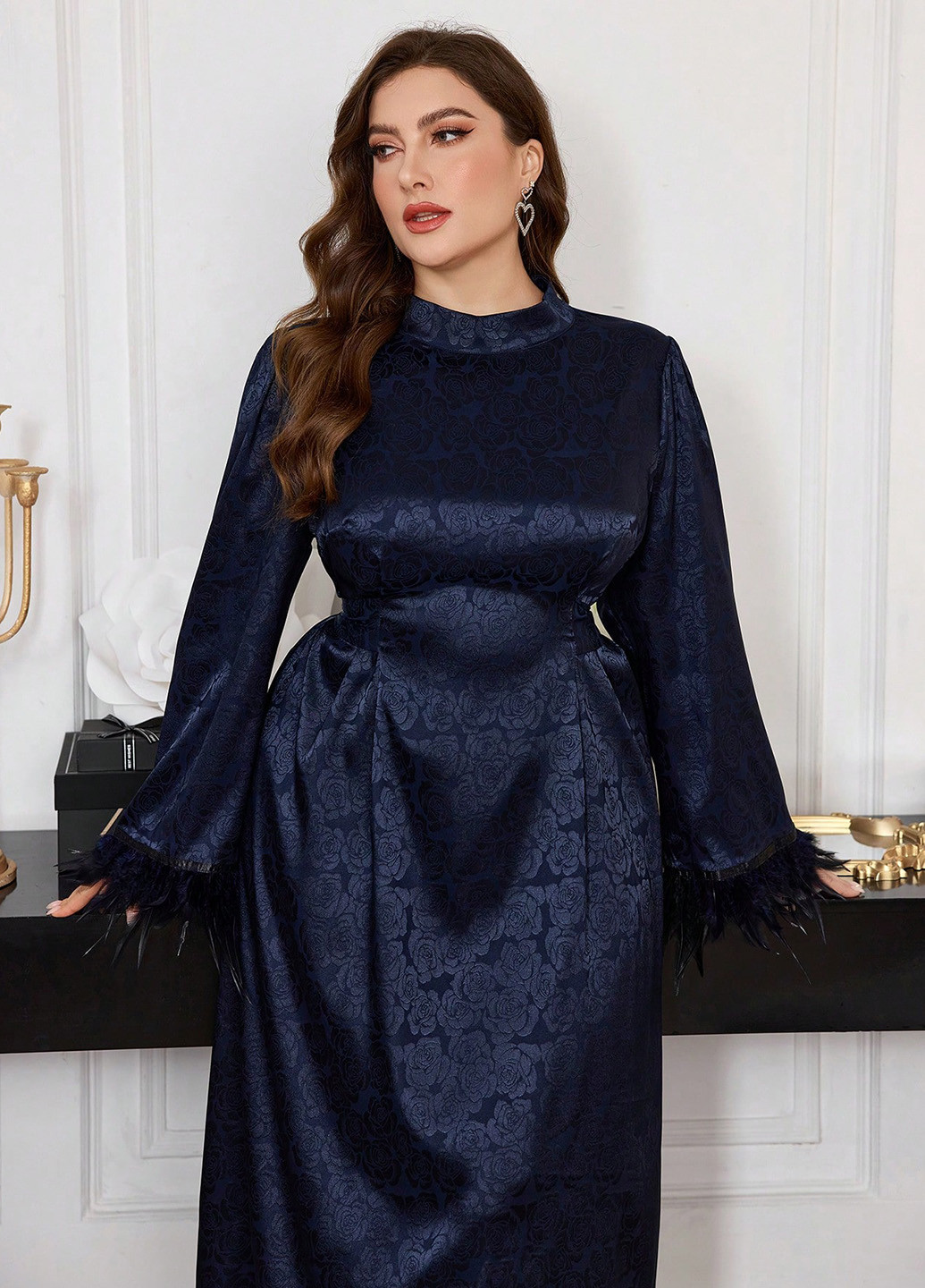 Темно-синя кежуал сукня SHEIN однотонна