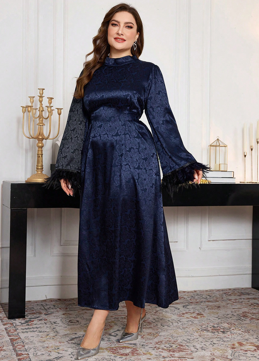 Темно-синя кежуал сукня SHEIN однотонна