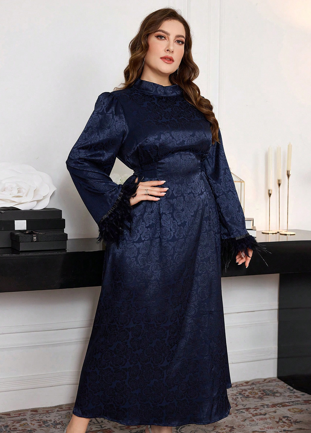 Темно-синя кежуал сукня SHEIN однотонна