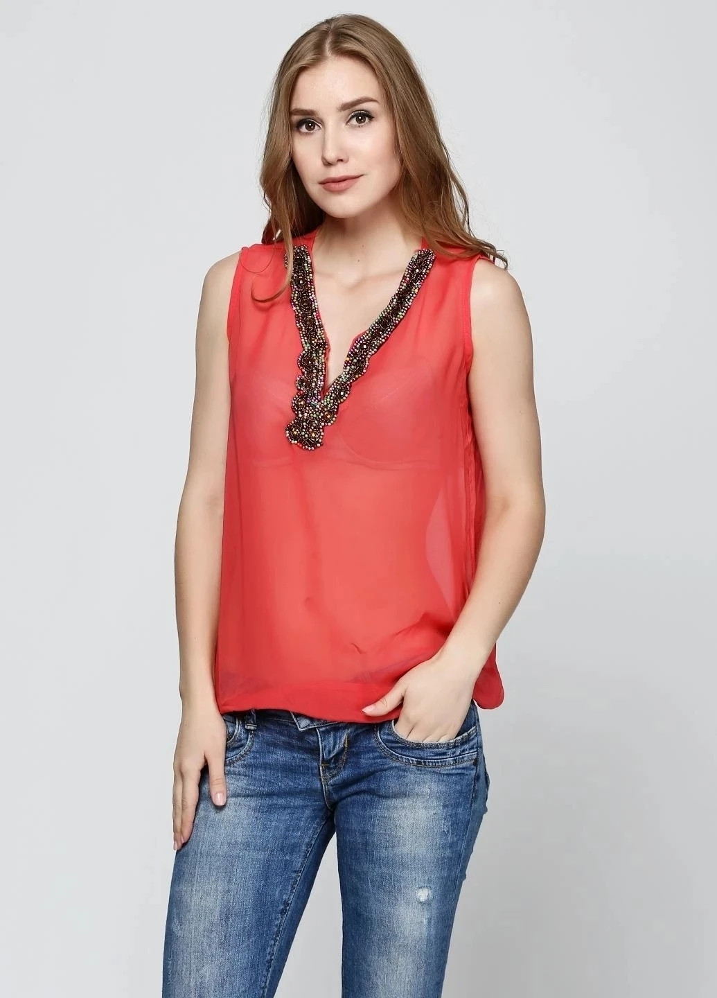 Коралловая блуза Mixray