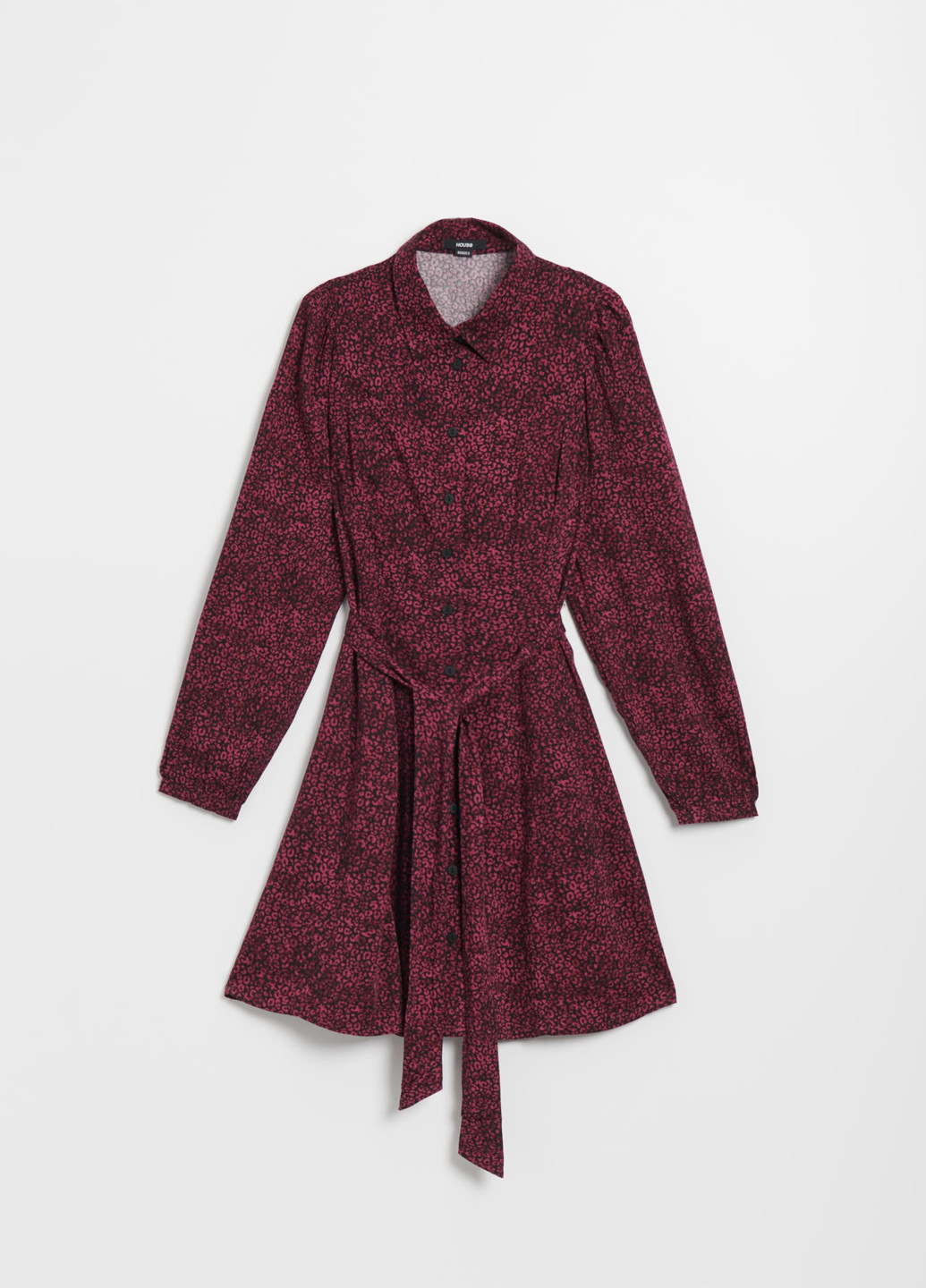 Вишневое кэжуал платье рубашка House с абстрактным узором