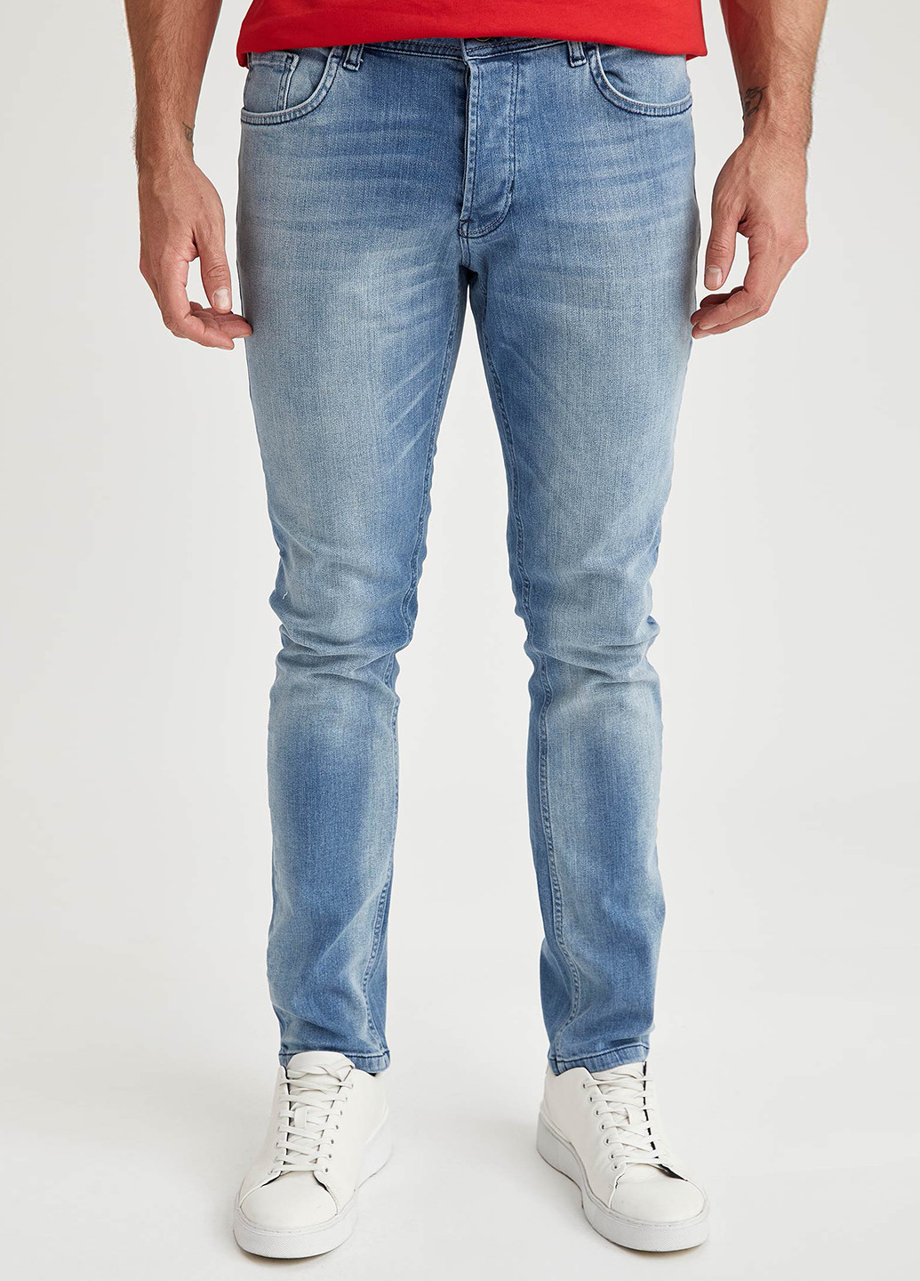 Светло-голубые демисезонные скинни джинсы DeFacto