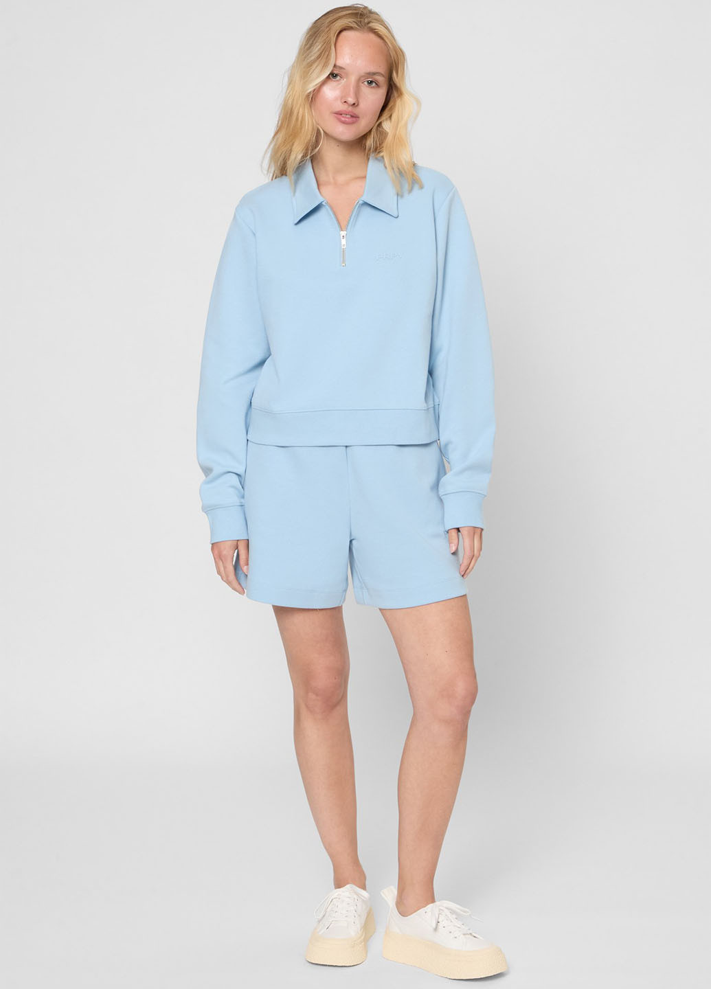 Голубой женская футболка-поло PRPY однотонная