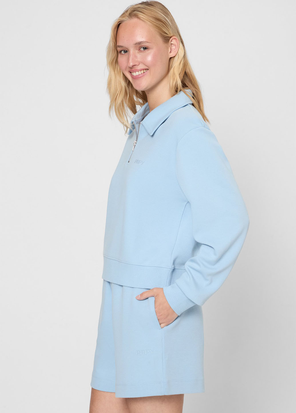 Голубой женская футболка-поло PRPY однотонная