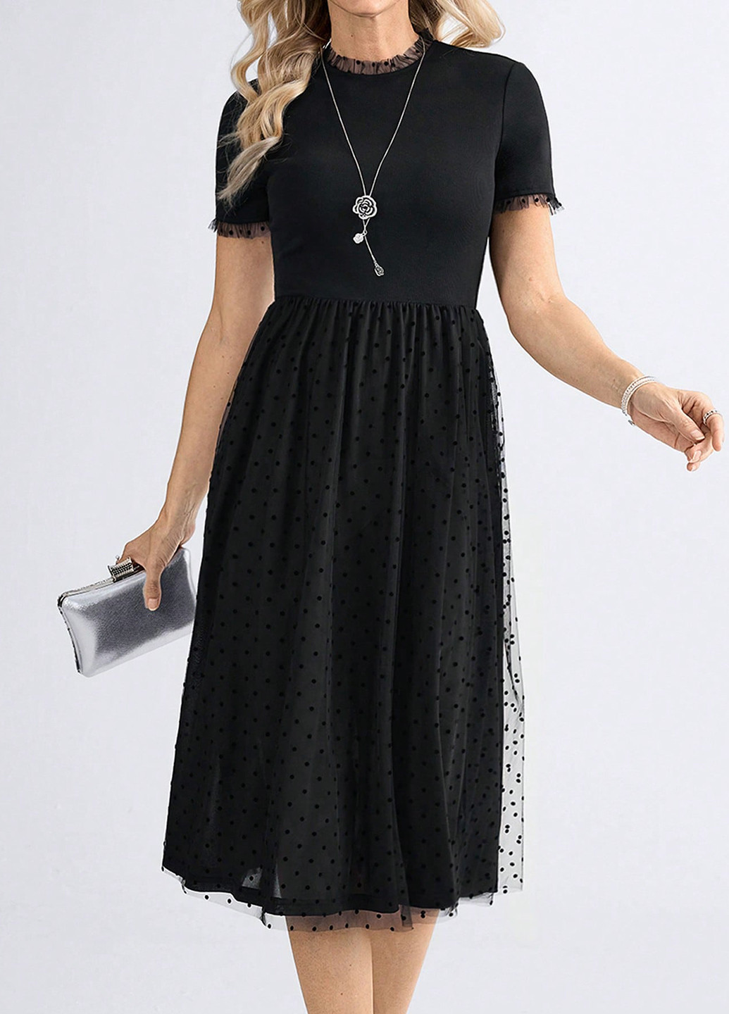 Чорна святковий, вечірня сукня кльош SHEIN однотонна