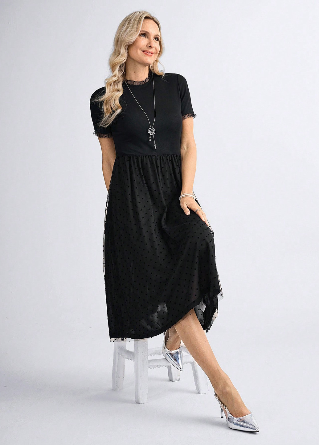 Чорна святковий, вечірня сукня кльош SHEIN однотонна