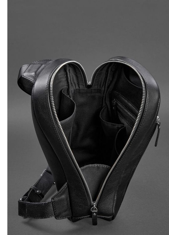 Кожаный мужской рюкзак (сумка-слинг) на одно плечо Chest Bag черный BlankNote (235752582)