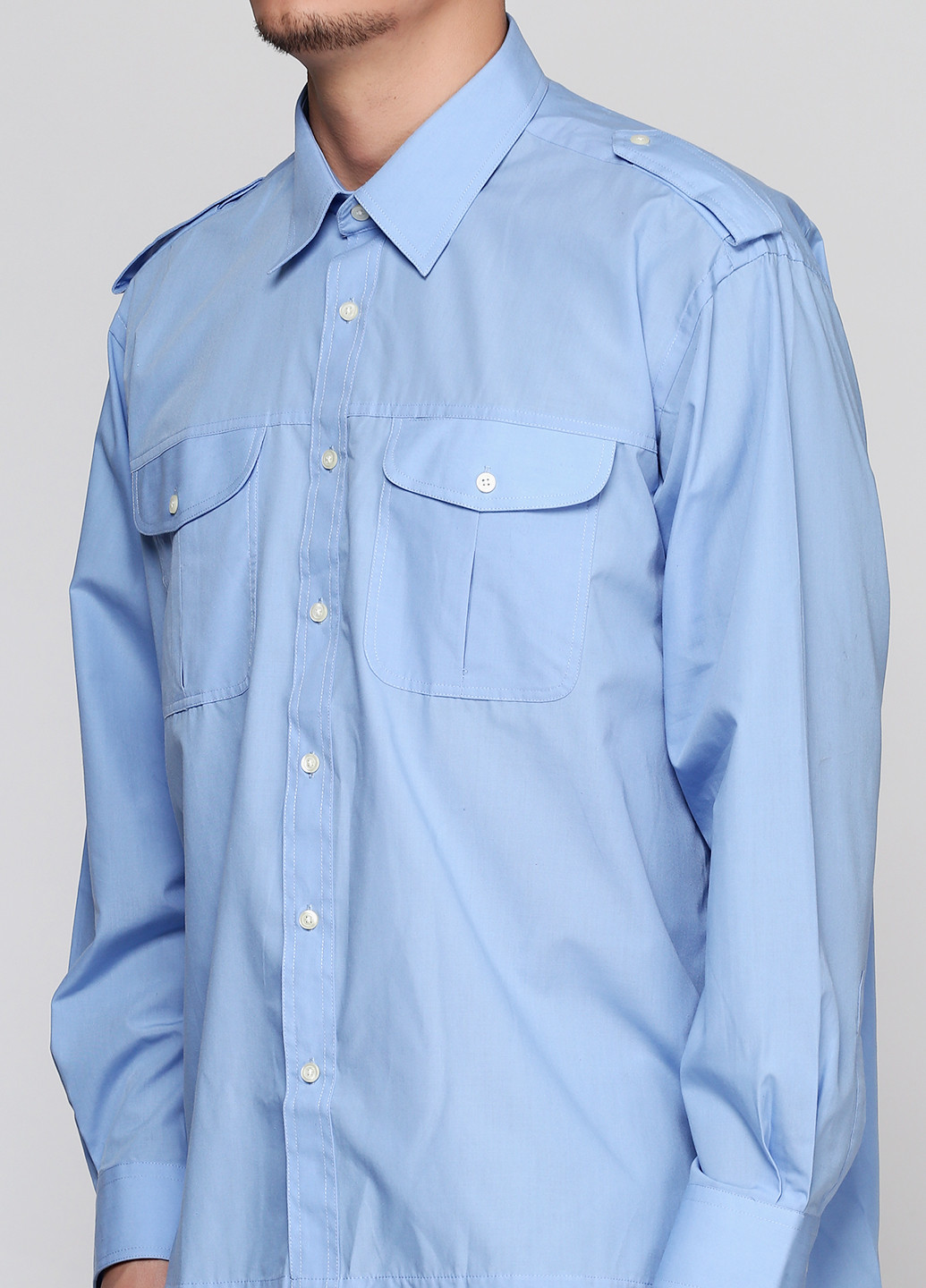 Голубой кэжуал рубашка Canda с длинным рукавом