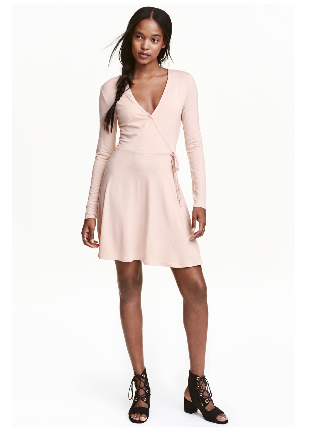 Персикова кежуал плаття, сукня на запах H&M однотонна