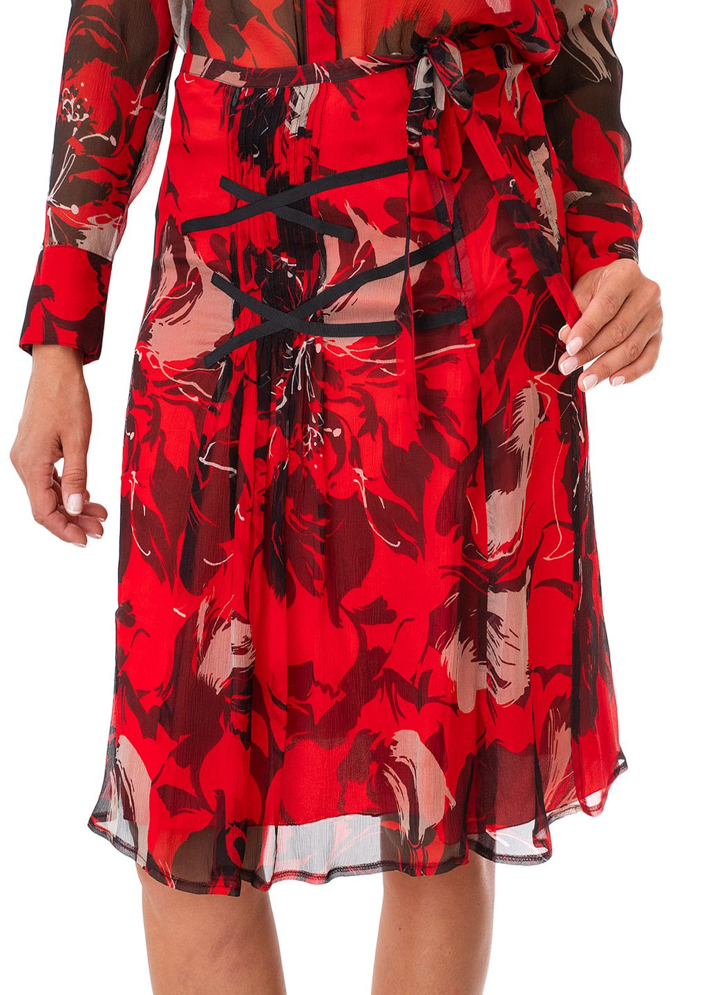 Красная цветочной расцветки юбка Apriori