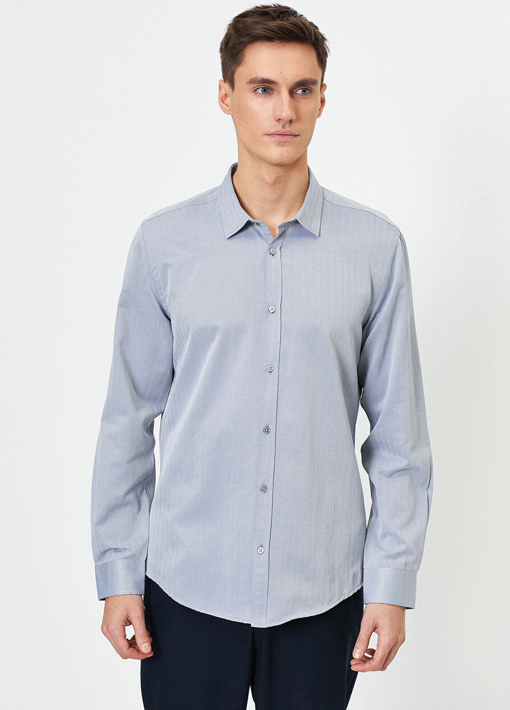 Серо-голубой кэжуал рубашка с геометрическим узором KOTON