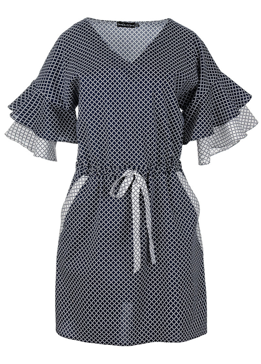 Темно-синее кэжуал платье A.G. с геометрическим узором