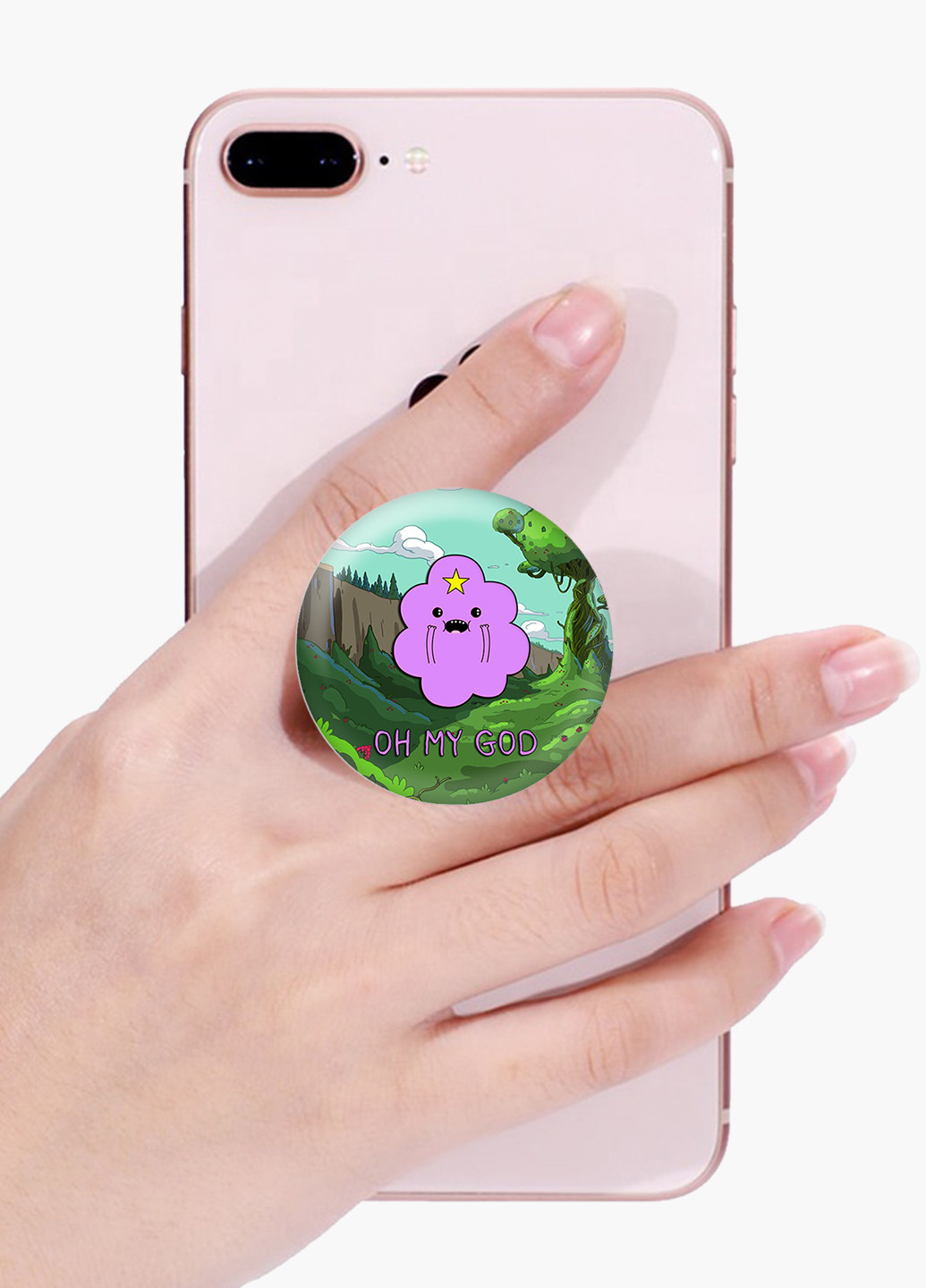 Попсокет (Popsockets) тримач для смартфону Принцеса бубльгум Час Пригод (Adventure Time) (8754-1575) Чорний MobiPrint (216748316)