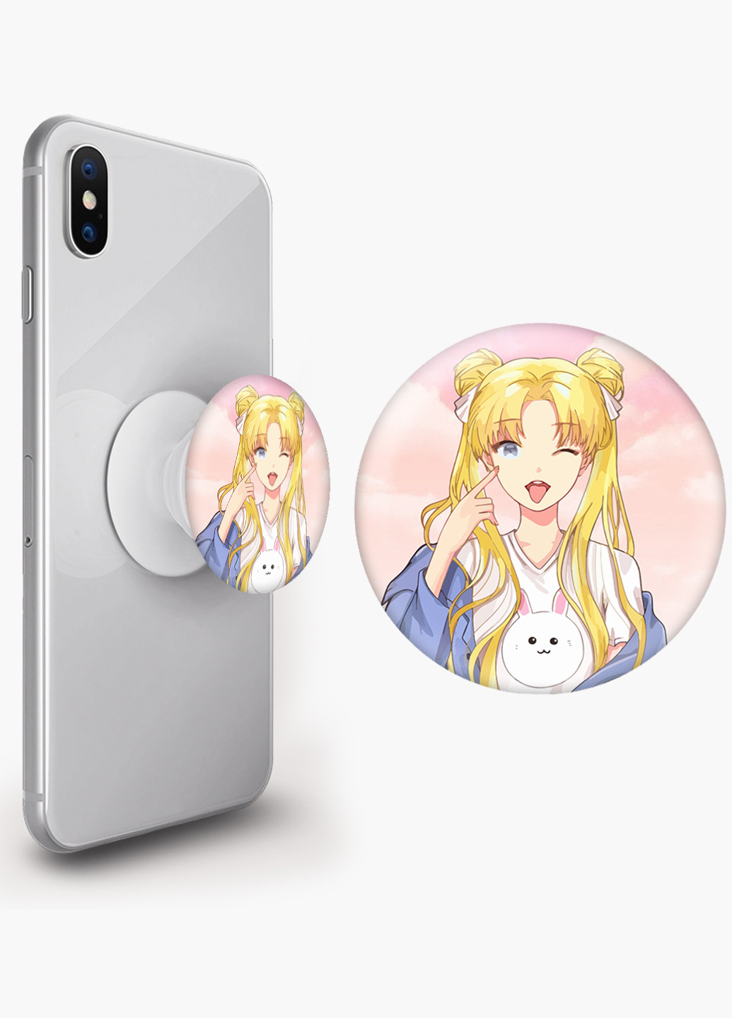 Попсокет (Popsockets) держатель для смартфона Сейлор Мун (Sailor Moon) (8754-2925) Черный MobiPrint (229014785)