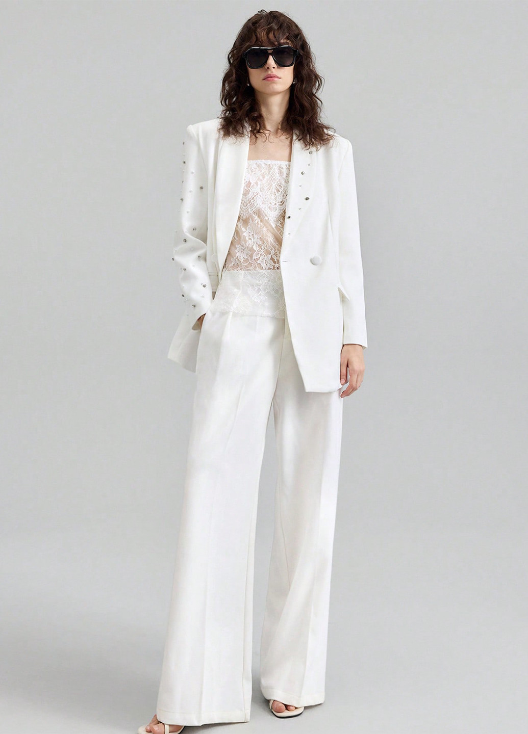 Белый женский жакет SHEIN однотонный - демисезонный