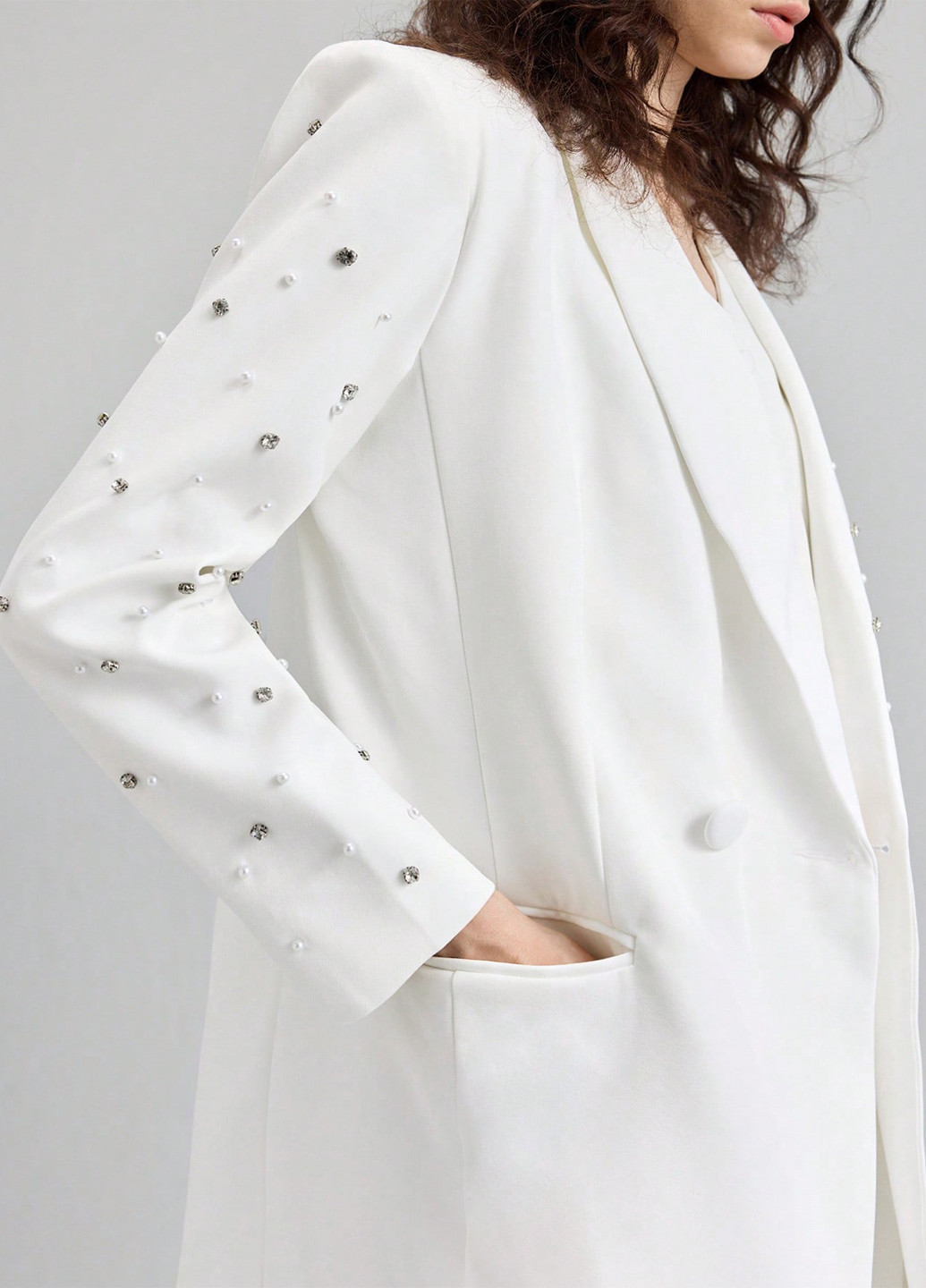 Белый женский жакет SHEIN однотонный - демисезонный