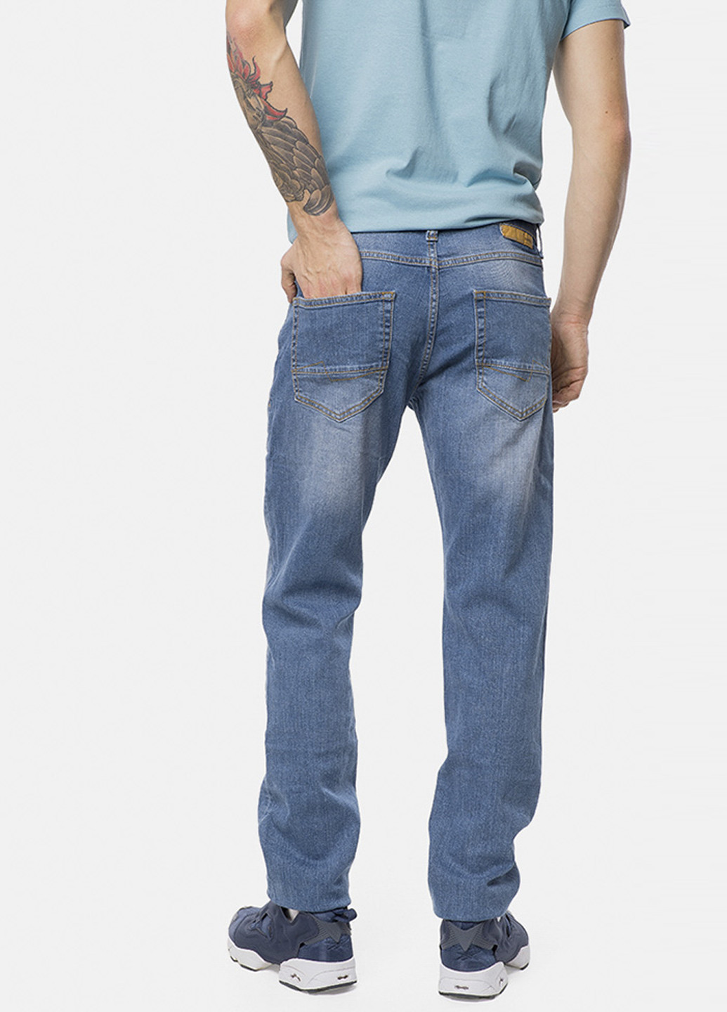 Джинси MR 520 середня талія однотонні сині джинсові