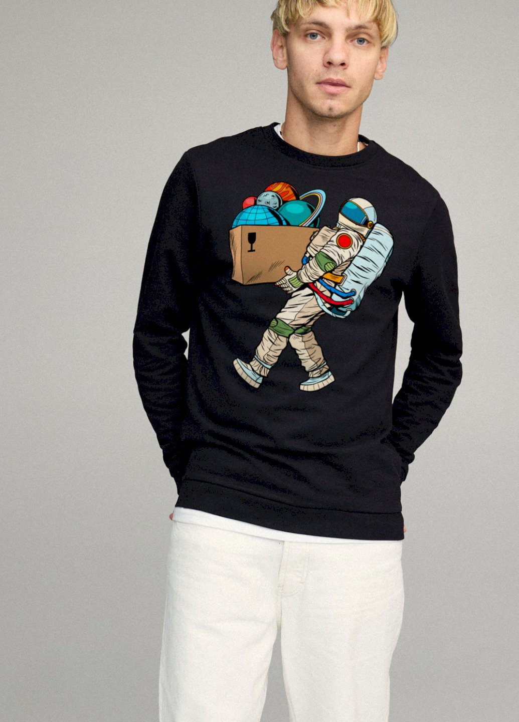 Чорний світшот чоловічий basic /no flis/ YAPPI малюнок (251424316)