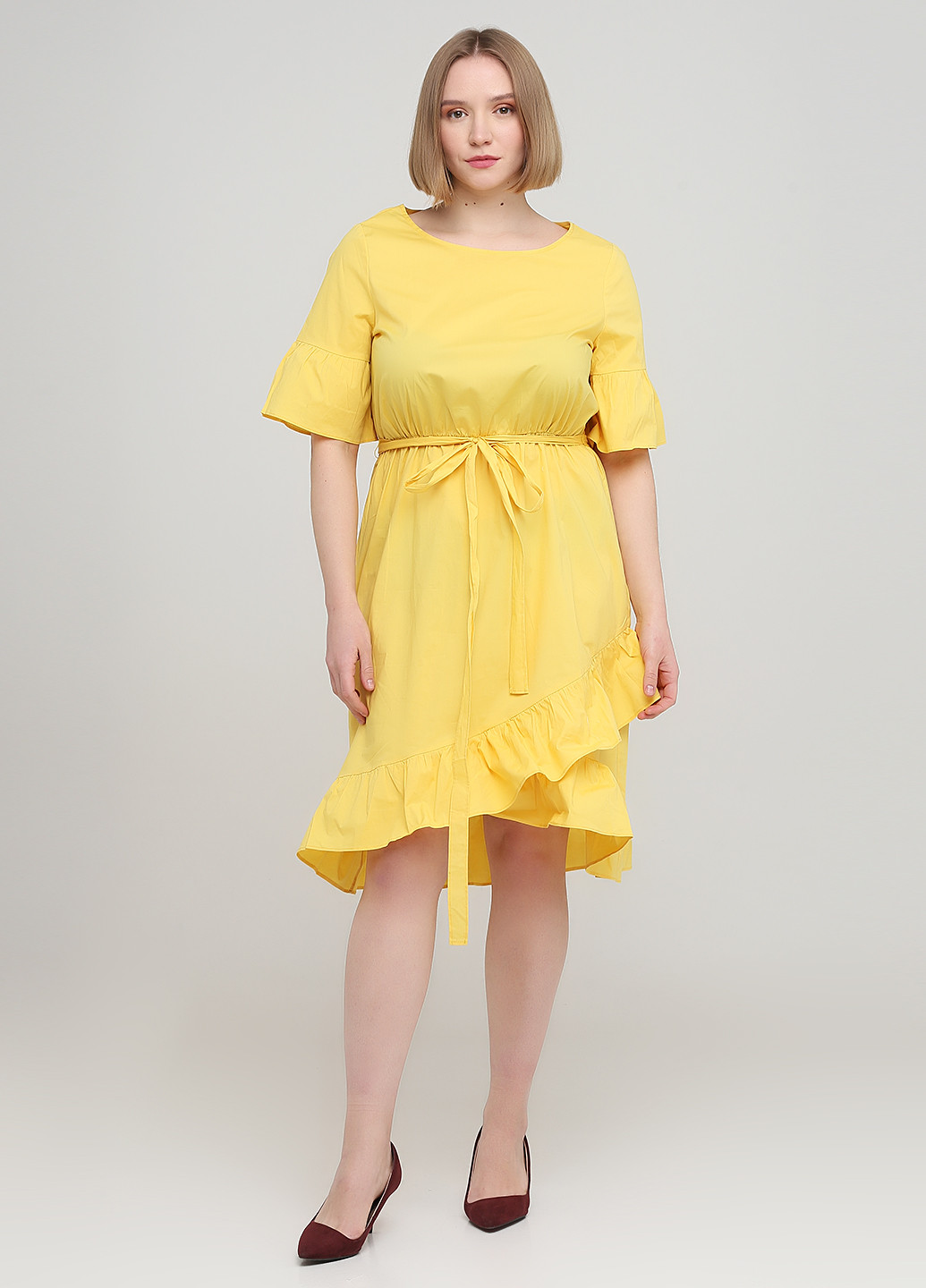 Желтое кэжуал платье Heine однотонное
