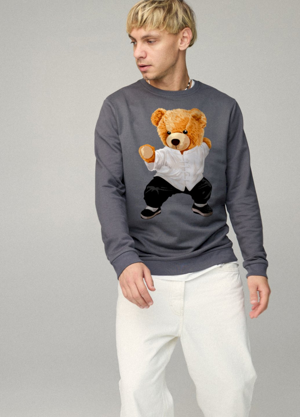 Темно-сірий світшот чоловічий basic /no flis/ YAPPI (252259028)