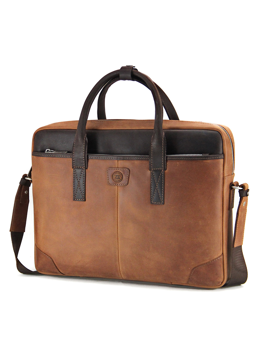 Сумка кожаная для ноутбука 15,6', MackBook 16' 717 R-Br светло-коричневая Tom Stone (239785439)