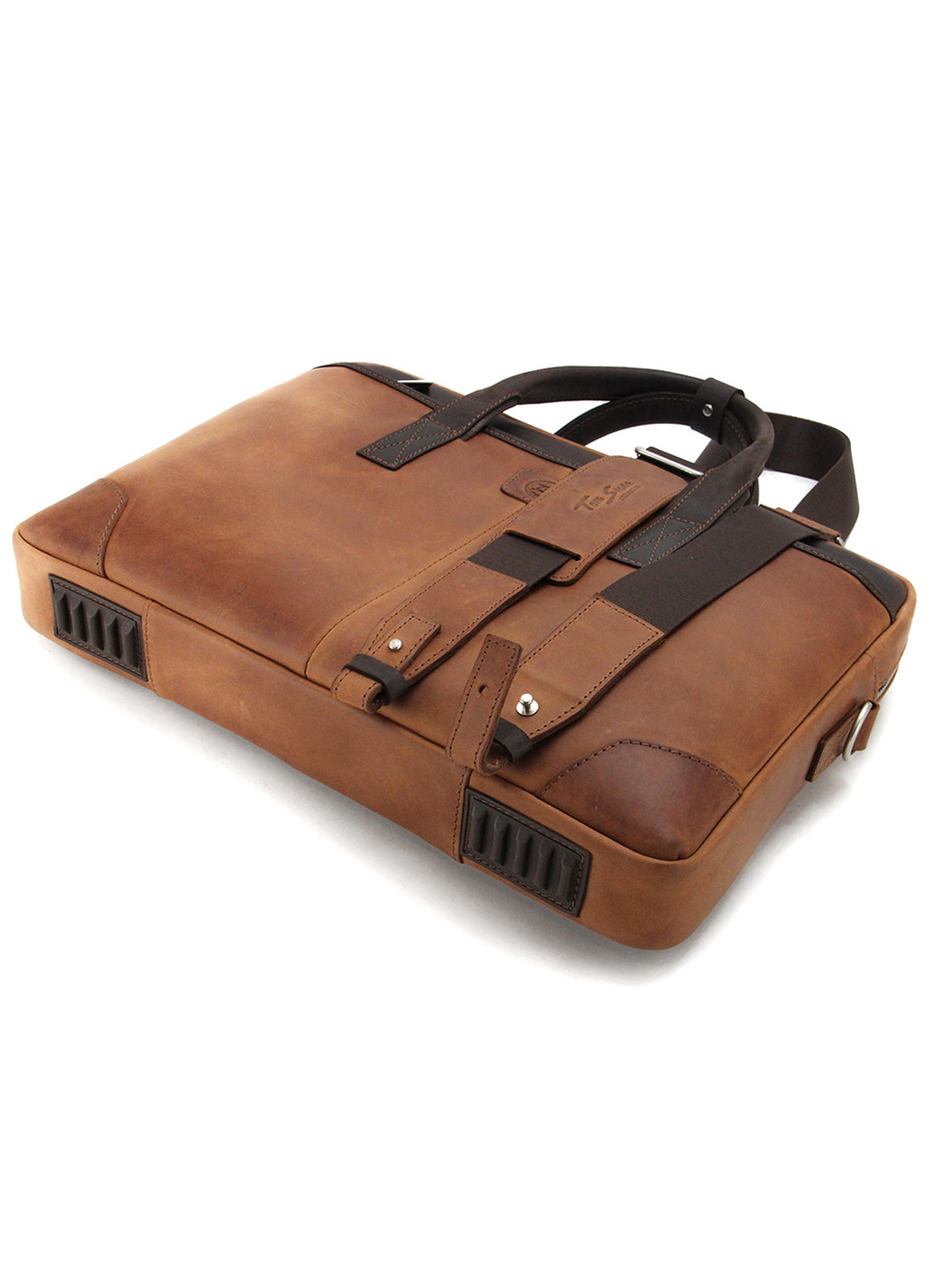 Сумка кожаная для ноутбука 15,6', MackBook 16' 717 R-Br светло-коричневая Tom Stone (239785439)