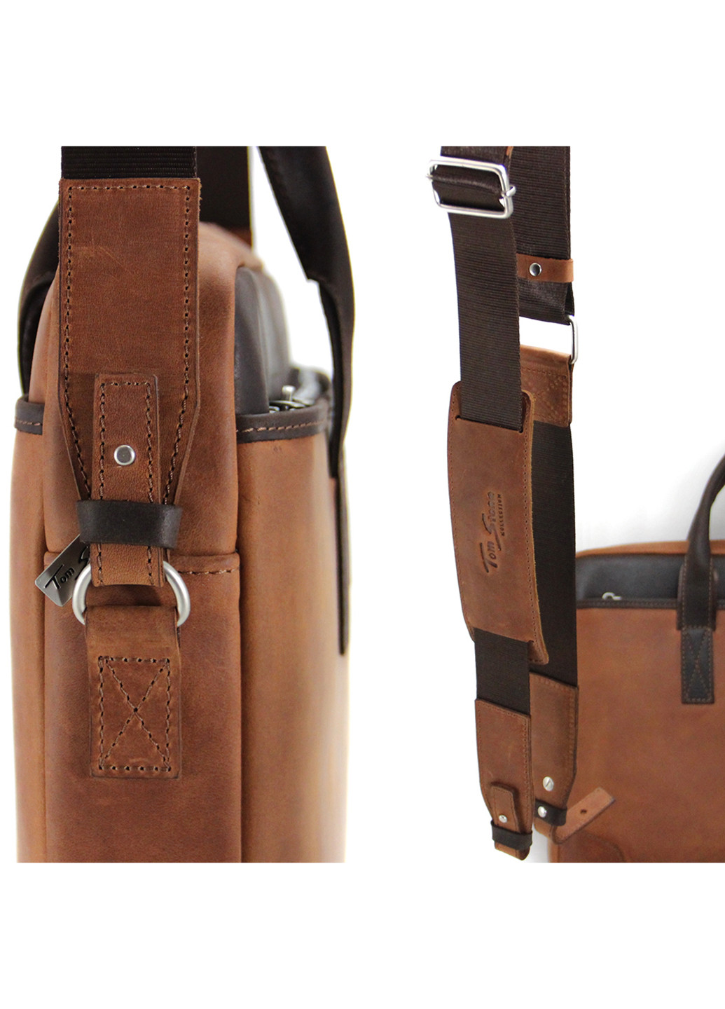 Сумка кожаная для ноутбука 15,6', MackBook 16' 717 R-Br светло-коричневая Tom Stone (239785439)