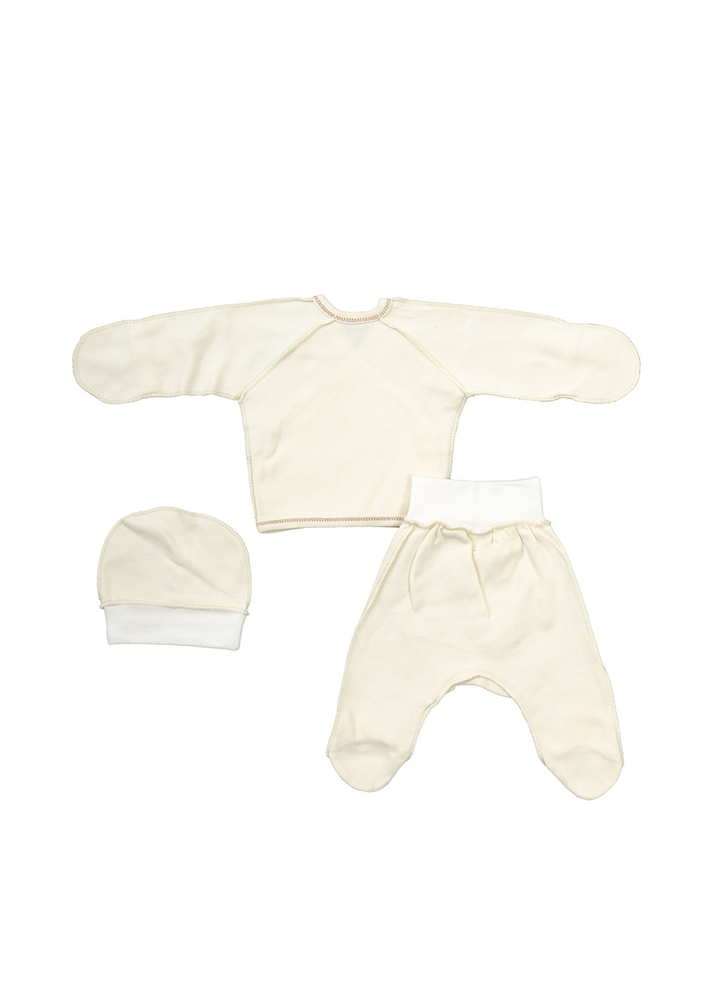 Молочний демісезонний комплект (сорочечка, повзунки, шапочка) Убранка