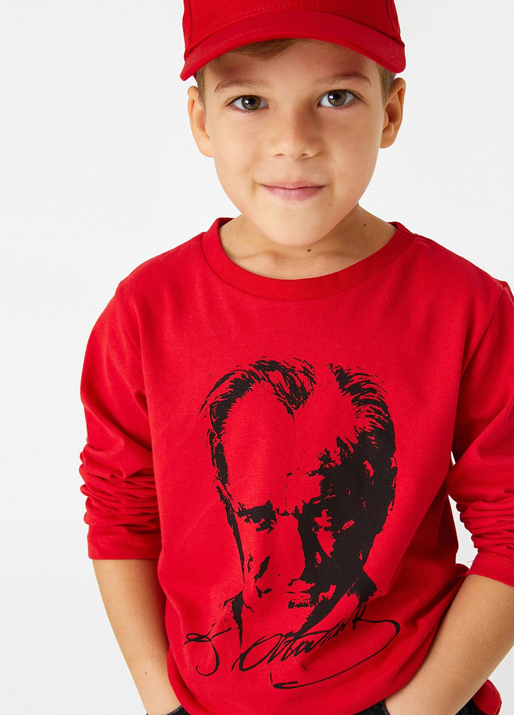 Красный демисезонный кэжуал лонгслив KOTON с рисунком