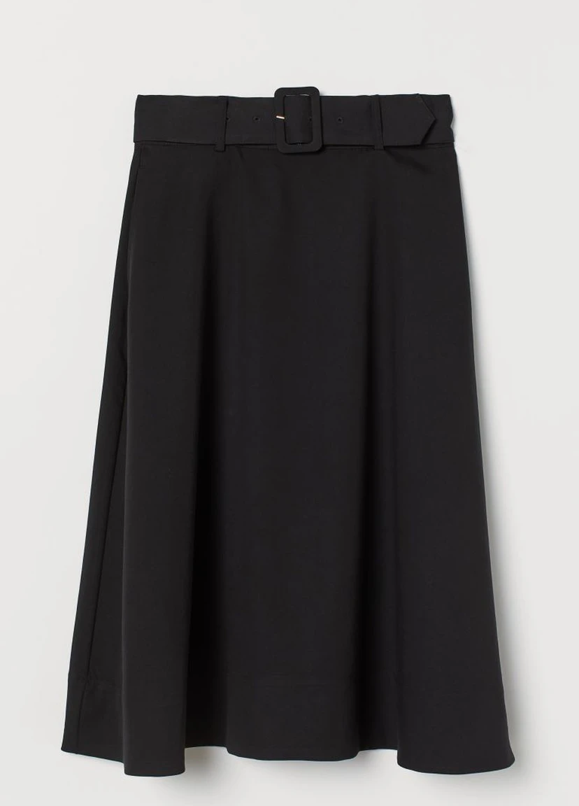 Черная однотонная юбка с поясом H&M