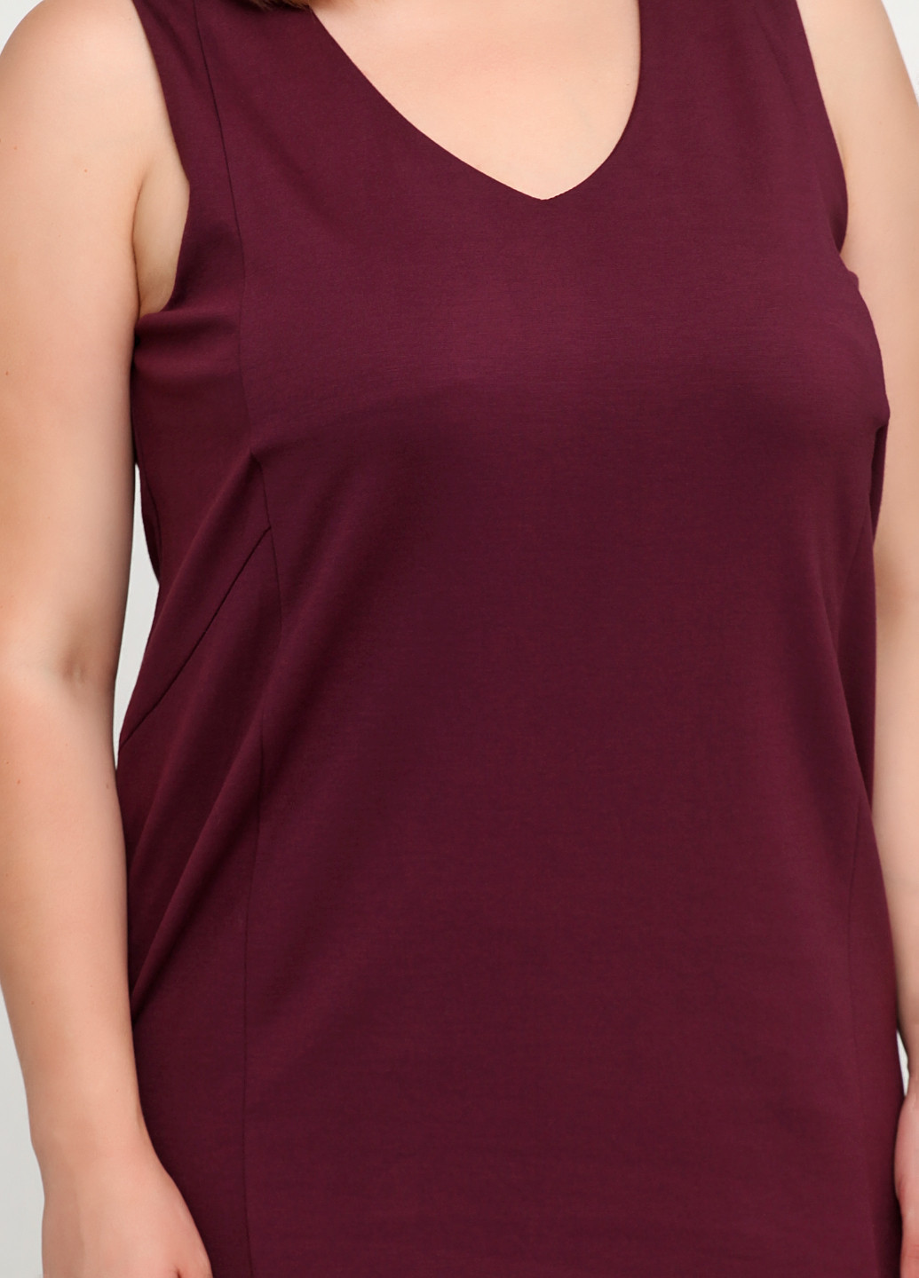 Бордовое кэжуал платье платье-майка No Brand однотонное