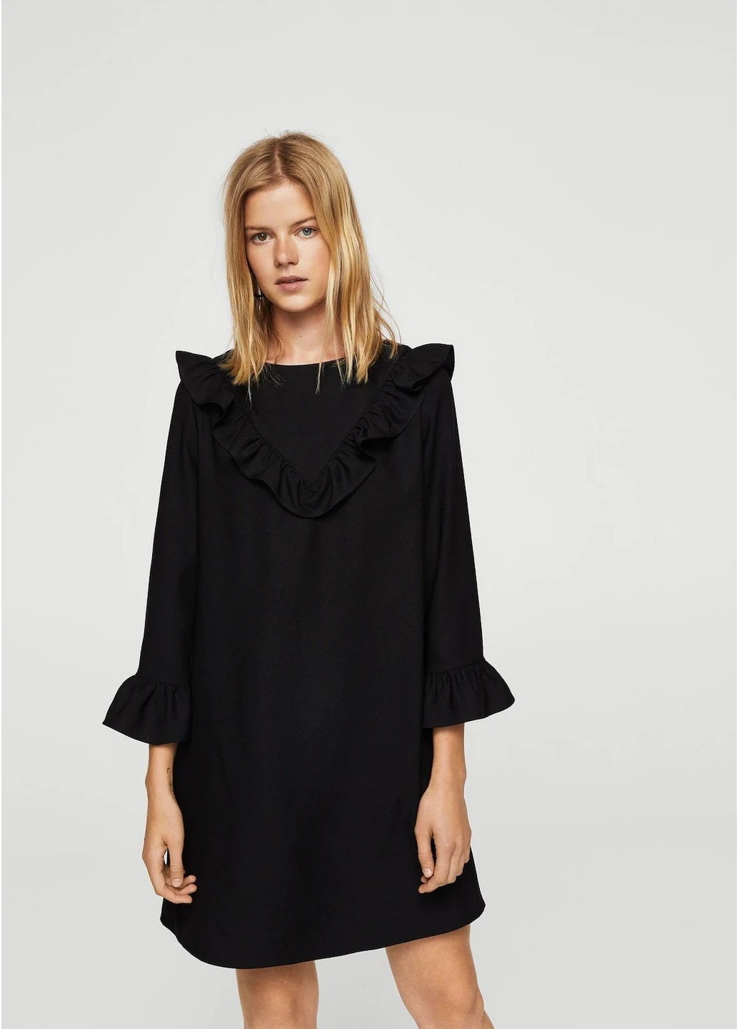 Черное коктейльное платье Mango однотонное
