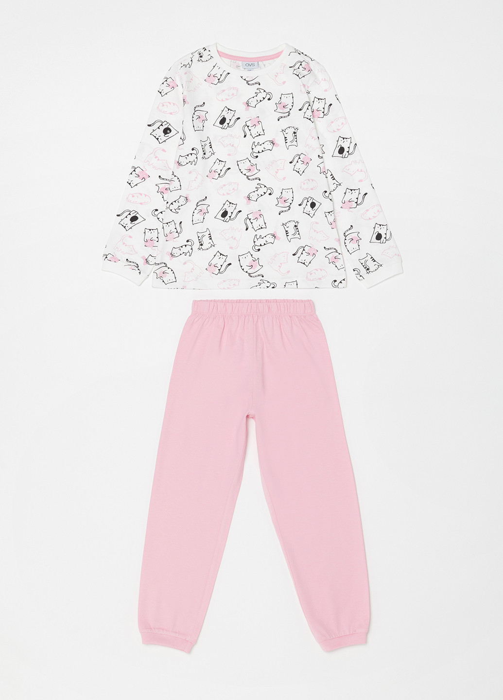 Светло-розовая всесезон пижама (лонгслив, брюки) лонгслив + брюки Oviesse