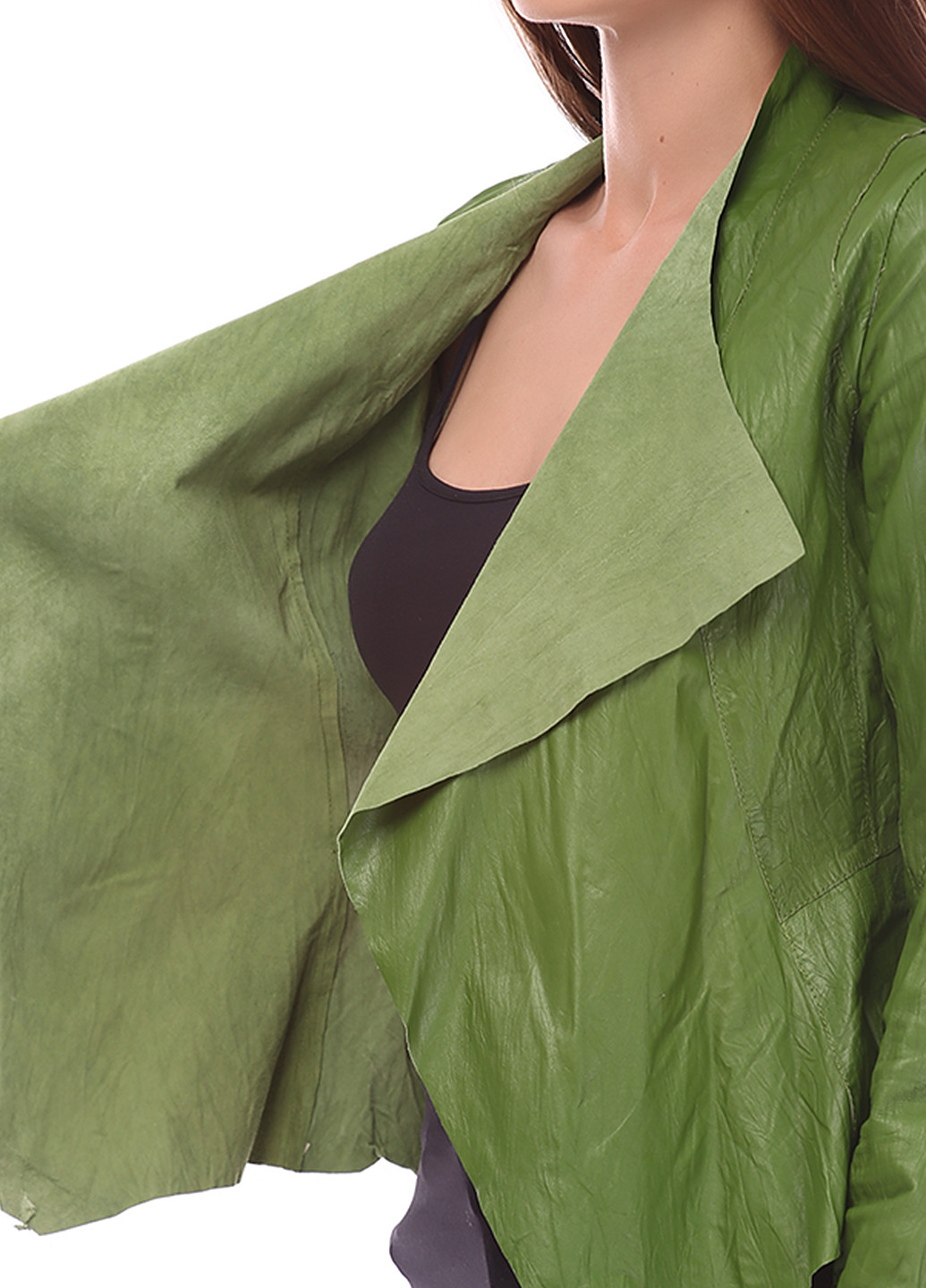 Зеленая демисезонная куртка кожаная Magnus
